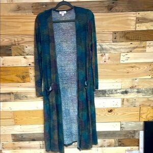 LuLaRoe size Medium Black with Multicolor Dotted Circles Lightweight Cardigan